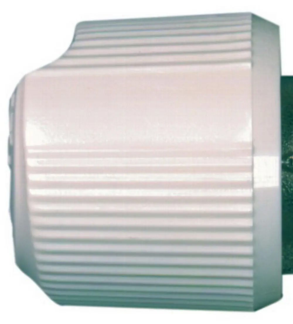 Weißes Handrad mit gerillter Oberfläche, geeignet für Thermostatventile. Produkt von IMI Hydronic Engineering.